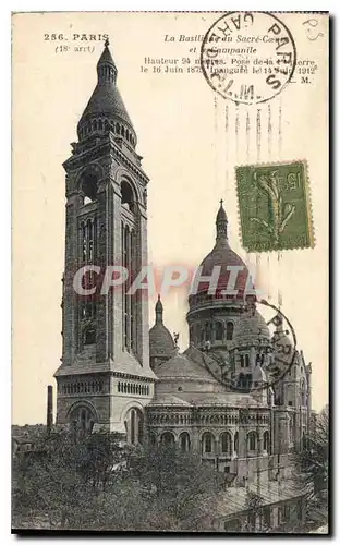 Cartes postales Paris La Basilique du Sacre Coeur et le Campanile