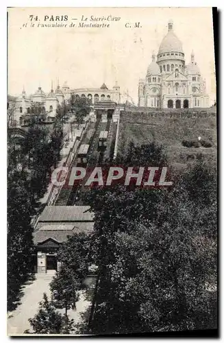 Cartes postales Paris Le Sacre Coeur et le Funiculaire de Montmartre