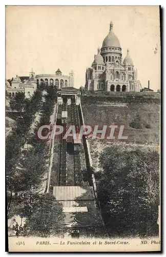 Cartes postales Paris Le Funiculaire et le Sacre Coeur