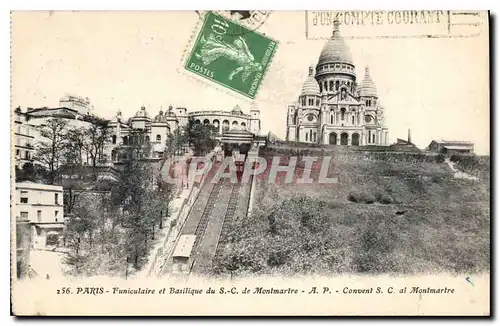 Cartes postales Paris Funiculaire et Basilique du SC de Montmartre