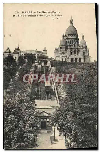 Cartes postales Paris Le Sacre Coeur et le Funiculaire de Montmartre