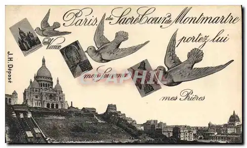 Ansichtskarte AK Paris du Sacre Coeur de Montmartre Hirondelles Oiseaux