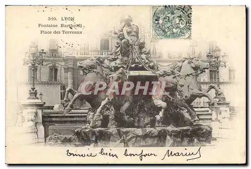 Cartes postales Lyon Fontaine Bartholdi Place des Terreaux