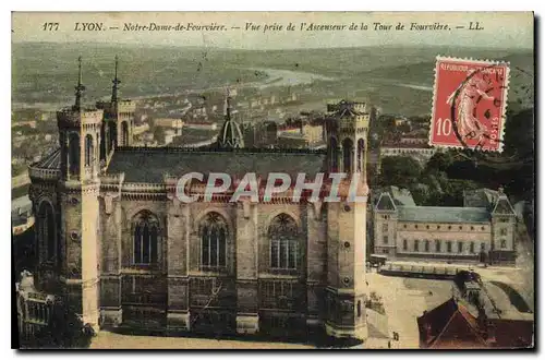 Cartes postales Lyon Notre Dame de Fourviere Vue prise de l'Ascenseur de la Tour de Fourviere