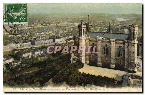 Cartes postales Lyon Notre Dame de Fourviere Vue prise de la Tour Metallique