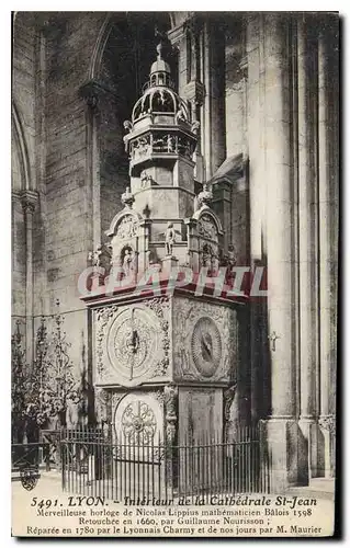 Cartes postales Lyon Interieur de la Cathedrale St Jean Merveilleuse horloge de Nicolas Lippius