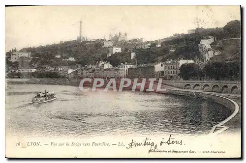 Cartes postales Lyon Vue sur la Saone vers Fourviere
