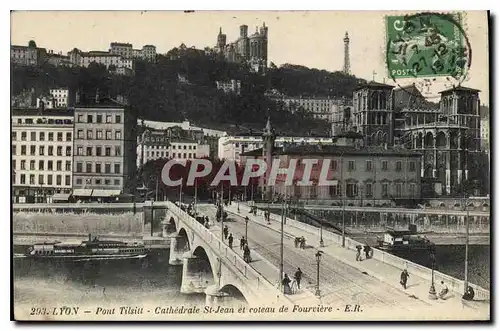 Ansichtskarte AK Lyon Pont Tilsitt Cathedrale St Jean et coteau de Fourviere