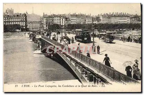 Ansichtskarte AK Lyon Le Pont Lafayette les Cordeliers et le Quai de Retz Tramway