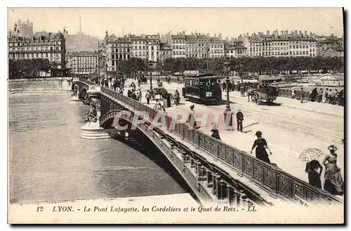 Cartes postales Lyon Le Pont Lafayette les Cordeliers et le Quai de Retz Tramway