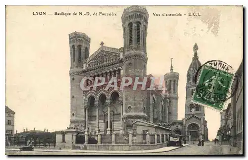 Cartes postales Lyon Basilique de N D de Fourviere Vue d'ensemble E C L