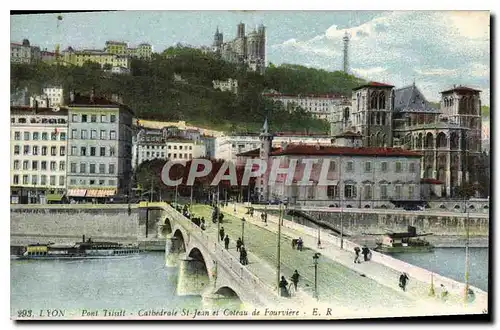 Ansichtskarte AK Lyon Pont Tilsitt Cathedrale St Jean et Coteau de Fourviere