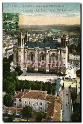 Cartes postales Lyon Vue de la Basilique de Fourviere prise de l'Ascenseur de la Tour a 376 m d'altitude