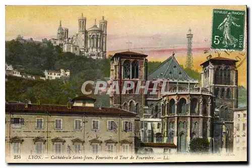 Cartes postales Lyon Cathedrale Saint Jean Fourviere et Tour de Fourviere