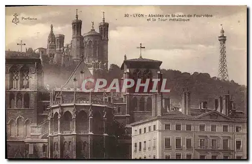 Cartes postales Lyon Absides de St Jean de Fourviere et la Tour metallique