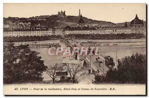 Cartes postales Lyon Pont de la Guillotiere Hotel Dieu et Coteau de Fourviere