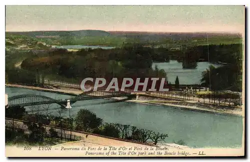 Cartes postales Lyon Panorama du Parc de la Tete d'Or et Pont de la Boucle