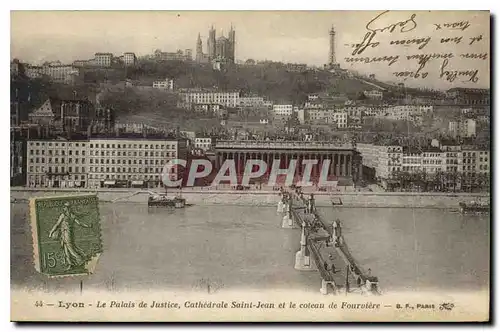 Cartes postales Lyon Le Palais de Justice Cathedrale Saint Jean et le Coteau de Fourviere