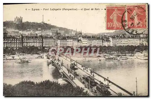 Cartes postales Lyon Le Pont Lafayette (Perspective) et Quai de Retz