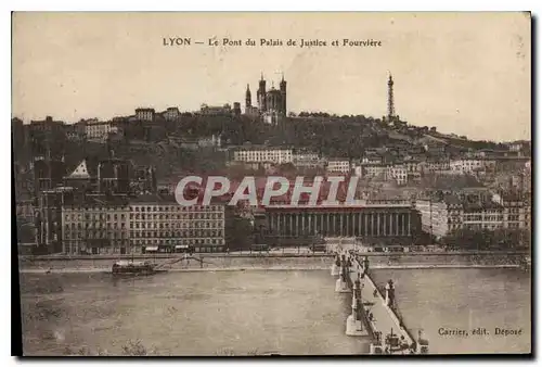 Cartes postales Lyon Le Pont du Palais de Justice et Fourviere