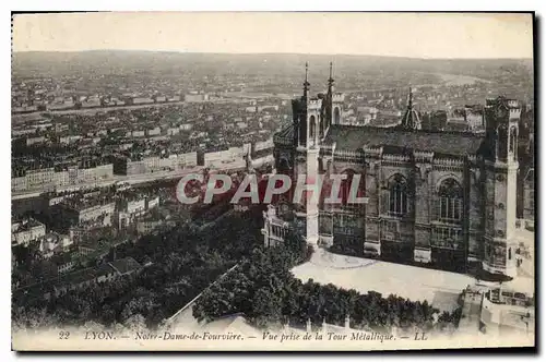 Cartes postales Lyon Notre Dame de Fourviere Vue prise de la Tour Metallique