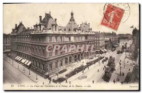 Cartes postales Lyon La Place des Cordeliers et le Palais de la Bourse