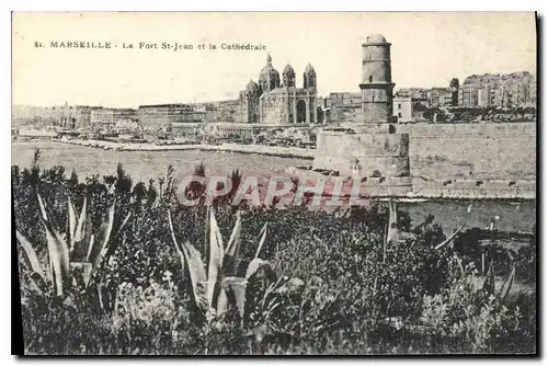 Ansichtskarte AK Marseilles Le Fort St Jean et le Cathedrale