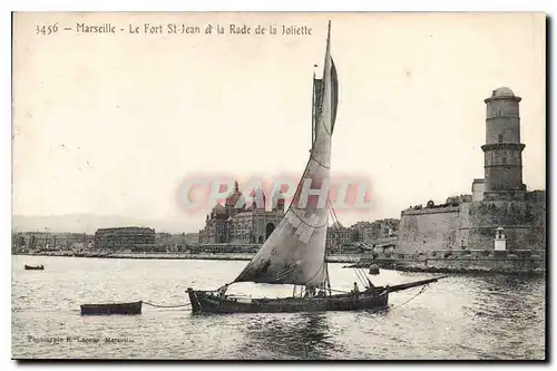 Cartes postales Marseille Le Fort Saint Jean et la Rade de la Joliette Bateau