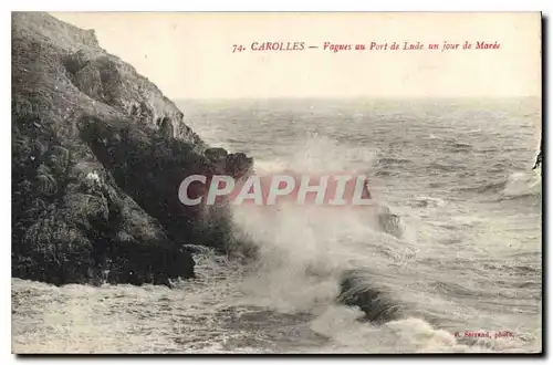 Cartes postales Carolles Vagues au Port de Lude un jour de Maree