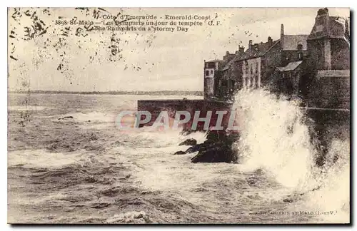 Cartes postales Cote d'Emeraude Les Remparts un jour de tempete