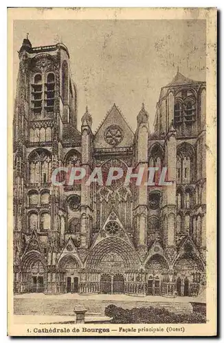 Cartes postales Cathedrale de Bourges Facade principale (Ouest)