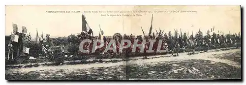 CARTE DOUBLE Neufmontiers Les Meaux Grande tombe des soldats Militaria Combat de Villeroy