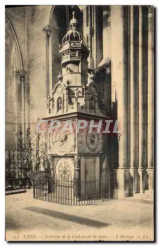 Cartes postales Lyon Interieur de la Cathedrale St Jean L'Horloge