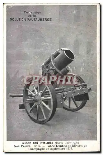 Ansichtskarte AK Musee des Invalides (Geurre) Nos Prises Lance Bombes des 250 pris en Champagne en septembre 1915