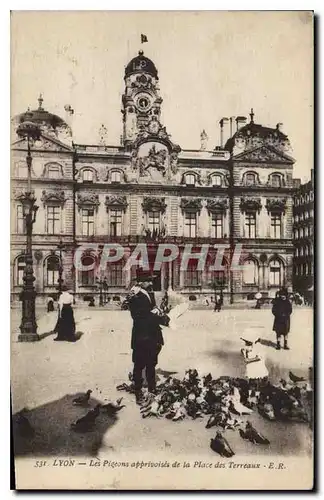 Ansichtskarte AK Lyon Les Pigeons apprivoises de la Place des Terreaux