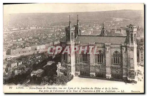 Cartes postales Lyon Notre Dame de Fourviere vue sue Lyon et la Jonction du Rhone et de la Saone Vue prise de l'