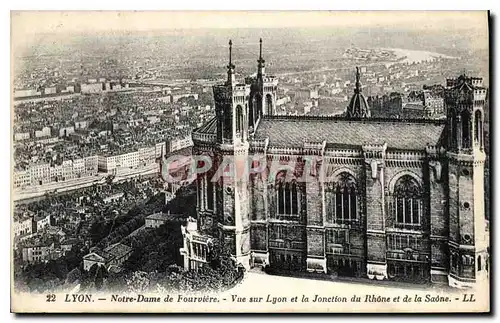 Ansichtskarte AK Lyon Notre Dame de Fourviere Vue sur Lyon et la Jonction du Rhone et de la Saone