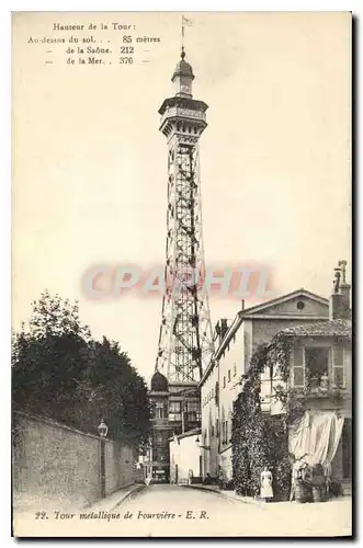 Cartes postales Lyon Tour Metallique de Fourviere Hauteur de la Tour Au dessus du Sol 85 metre de la Saone 212 m