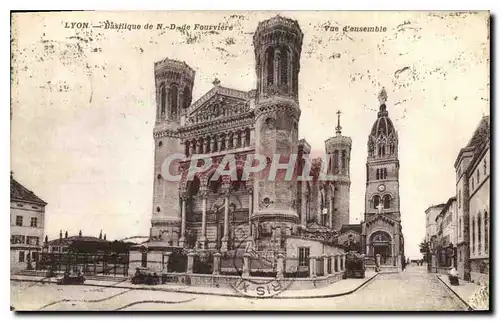 Cartes postales Lyon Basilique de N D de Fourviere Vue d'ensemble