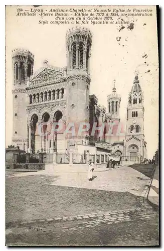 Ansichtskarte AK Lyon Ancienne Chapelle et Nouvelle Eglise de Fourviere Architecte Pierre Bossan Edifiee de 1872