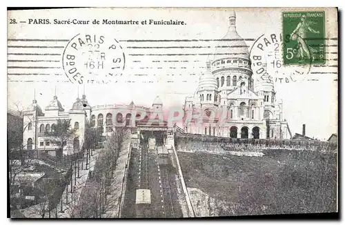 Cartes postales Paris Le Sacre Coeur de Montmartre et Funiculaire