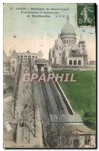 Cartes postales Paris Basilique du Sacre Coeur Funiculaire et Reservoir de Montmartre