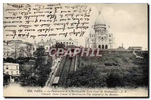 Cartes postales Paris Le Funiculaire et la Basilique du Sacre Coeur de Montmartre