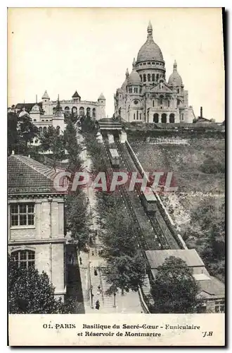 Cartes postales Paris la Basilique du Sacre Coeur de Montmartre Le Funiculaire et Reservoir de Montmartre