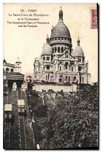 Cartes postales Paris Sacre Coeur de Montmartre et Le Funiculaire