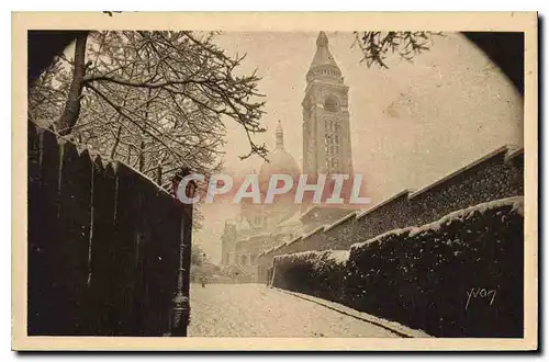 Ansichtskarte AK Paris Paris en Flanant Montmartre sous la Neige Le Sacre Coeur vu de la Rue de la Borne