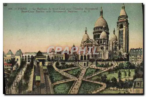 Cartes postales Paris la Basilique du Sacre Coeur avec l'Escalier Monumental