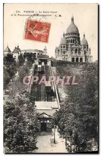 Cartes postales Paris Sacre Coeur et le Funiculaire de Montmartre