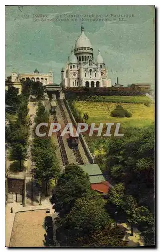 Cartes postales Paris Funiculaire et la Basilique du Sacre Coeur de Montmartre