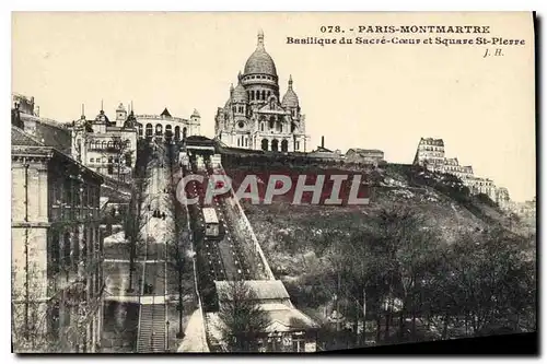 Cartes postales Paris Montmartre Basilique du Sacre Coeur et Square St Pierre